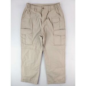 Propper Pants Womens 18 Khaki Tan Cargo Utility Field Relaxed Wide Leg Ripstop